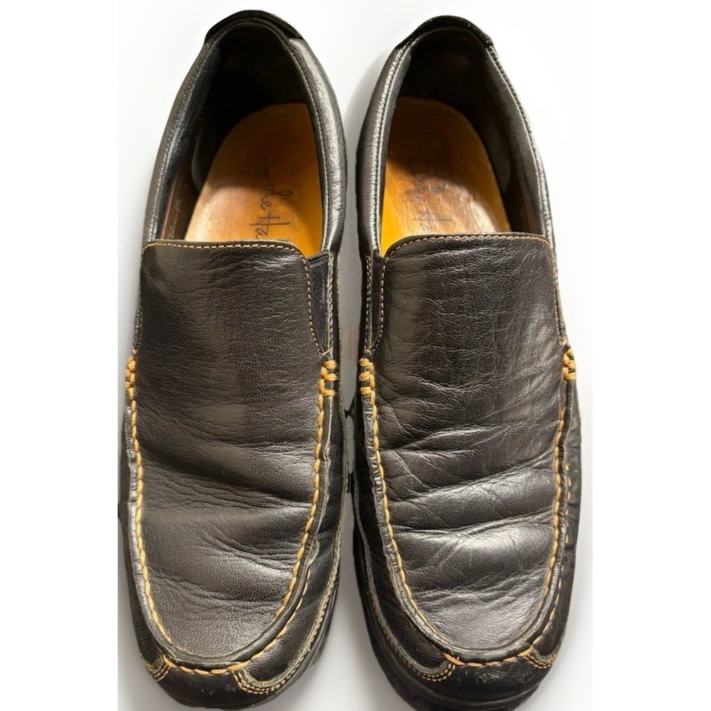 Mens Size 9 M Cole Haan Black Driving Moccasins Leather Loafer Comfortable EUC